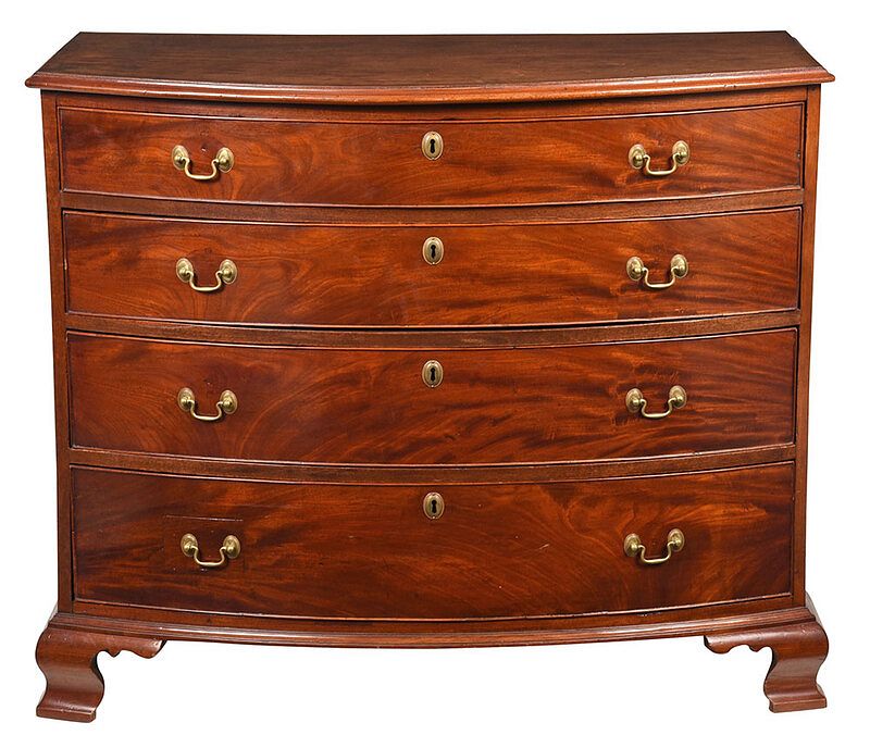 Appraisal: American Federal Figured Mahogany Bowfront Chest probably Pennsylvania late th