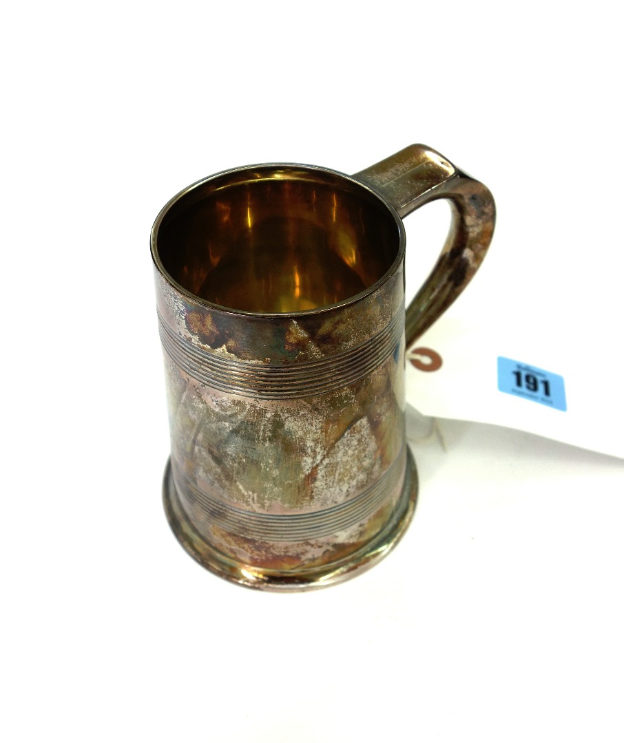 Appraisal: A George III style silver pint mug W Aitken Birmingham