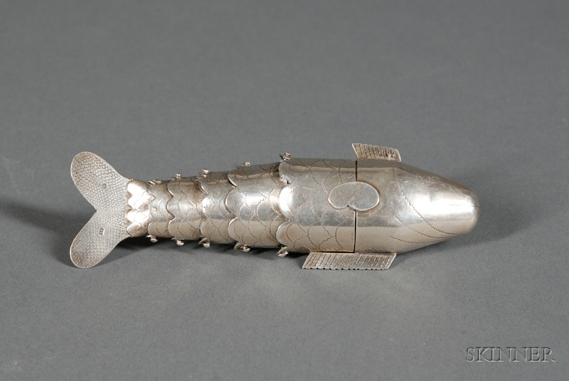 Appraisal: Polish Silver Fish-form Spice Container early th century fine maker's