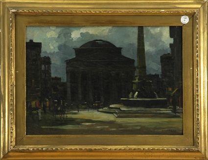 Appraisal: Italian School View of the Pantheon Rome Oil on board