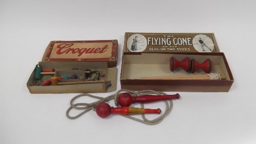 Appraisal: A skipping rope a table croquet set and the Flying