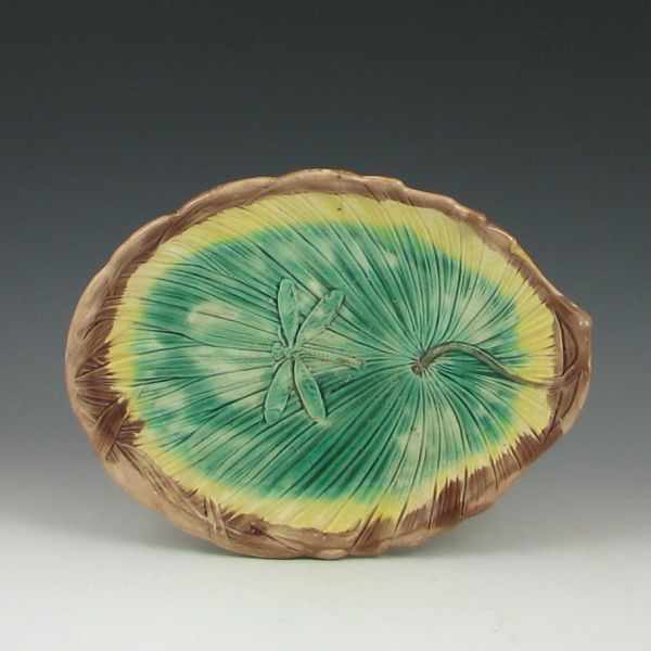 Appraisal: Majolica Dragonfly Platter marked ''w hairline and glaze chips on