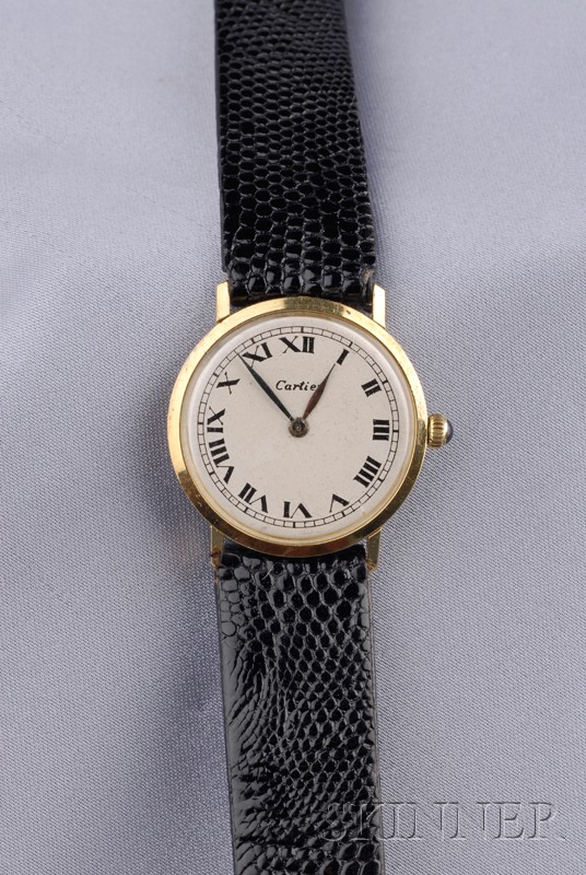 Appraisal: kt Gold Wristwatch Cartier the ivorytone dial with Roman numeral