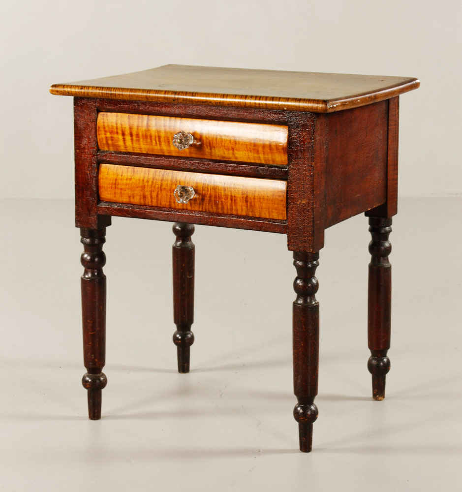 Appraisal: - Tiger Maple Two Drawer Stand Early th century tiger