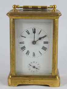 Appraisal: A brass carriage clock alarm circa with French eight day