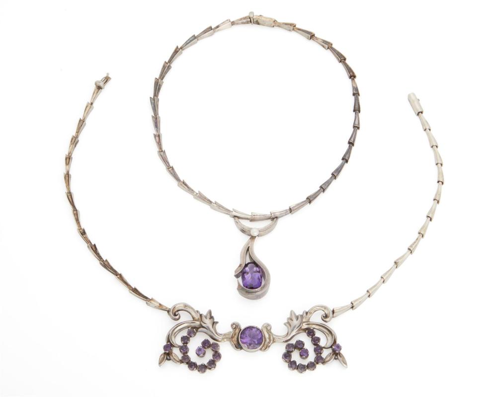 Appraisal: Two Antonio Pineda silver and amethyst necklaces - Taxco Mexico