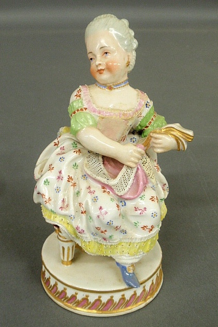 Appraisal: - Meissen porcelain figure of a seated woman with a