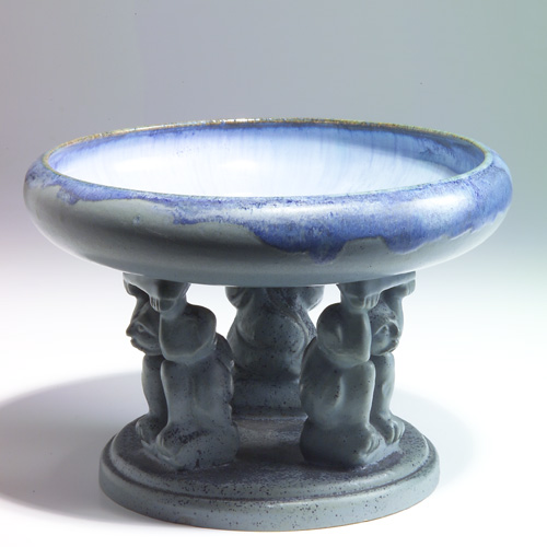 Appraisal: FULPER Effigy bowl with three gargoyles covered in matte grey