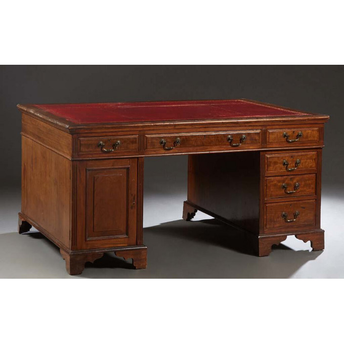 Appraisal: English Carved Mahogany Partner's Desk early th c the stepped