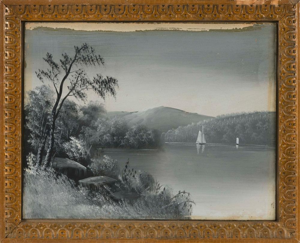 Appraisal: AMERICAN SCHOOL TH CENTURY A SAILBOAT ON A MOUNTAIN LAKE