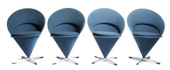 Appraisal: Set of Four Cone Chairs Vernor Panton having blue upholstery