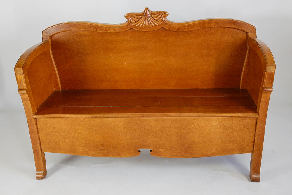 Appraisal: American Bird's Eye Maple Hall Bench American Bird's Eye Maple