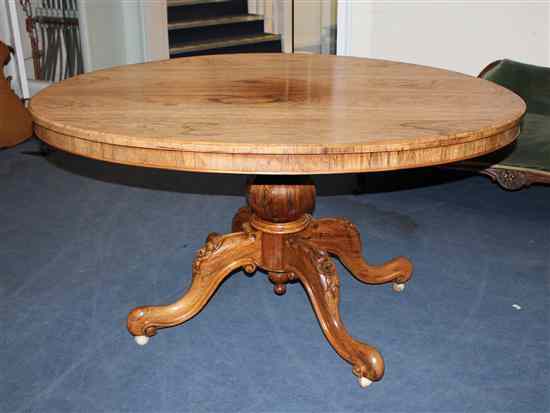 Appraisal: An early Victorian rosewood oval breakfast table with baluster column