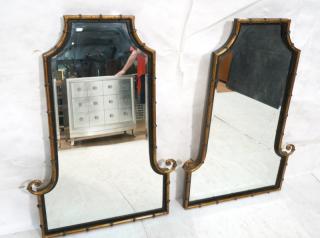 Appraisal: Pr Faux Bamboo Decorator Wall Mirrors Metal bamb Pr Faux