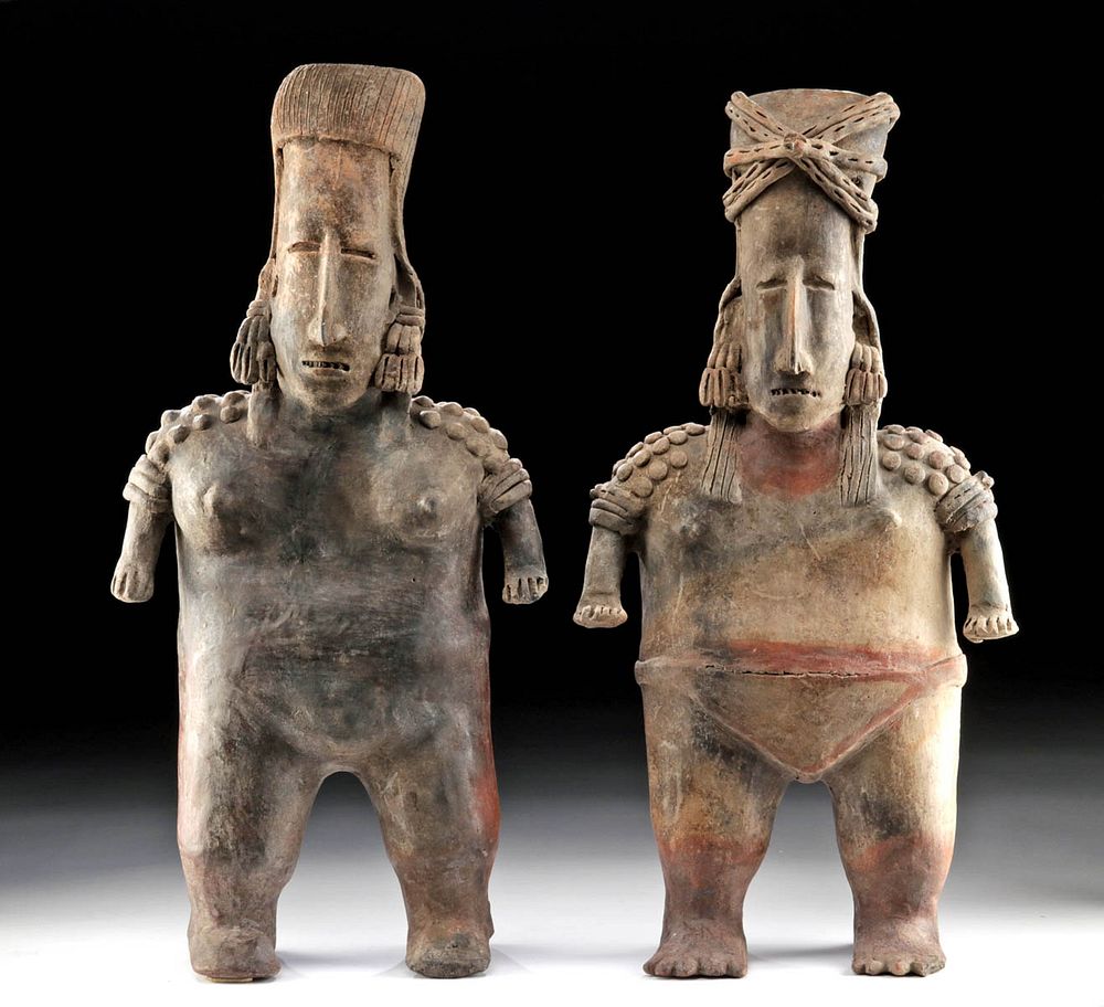 Appraisal: Tall Pair Jalisco San Juanito Pottery Standing Females Pre-Columbian West