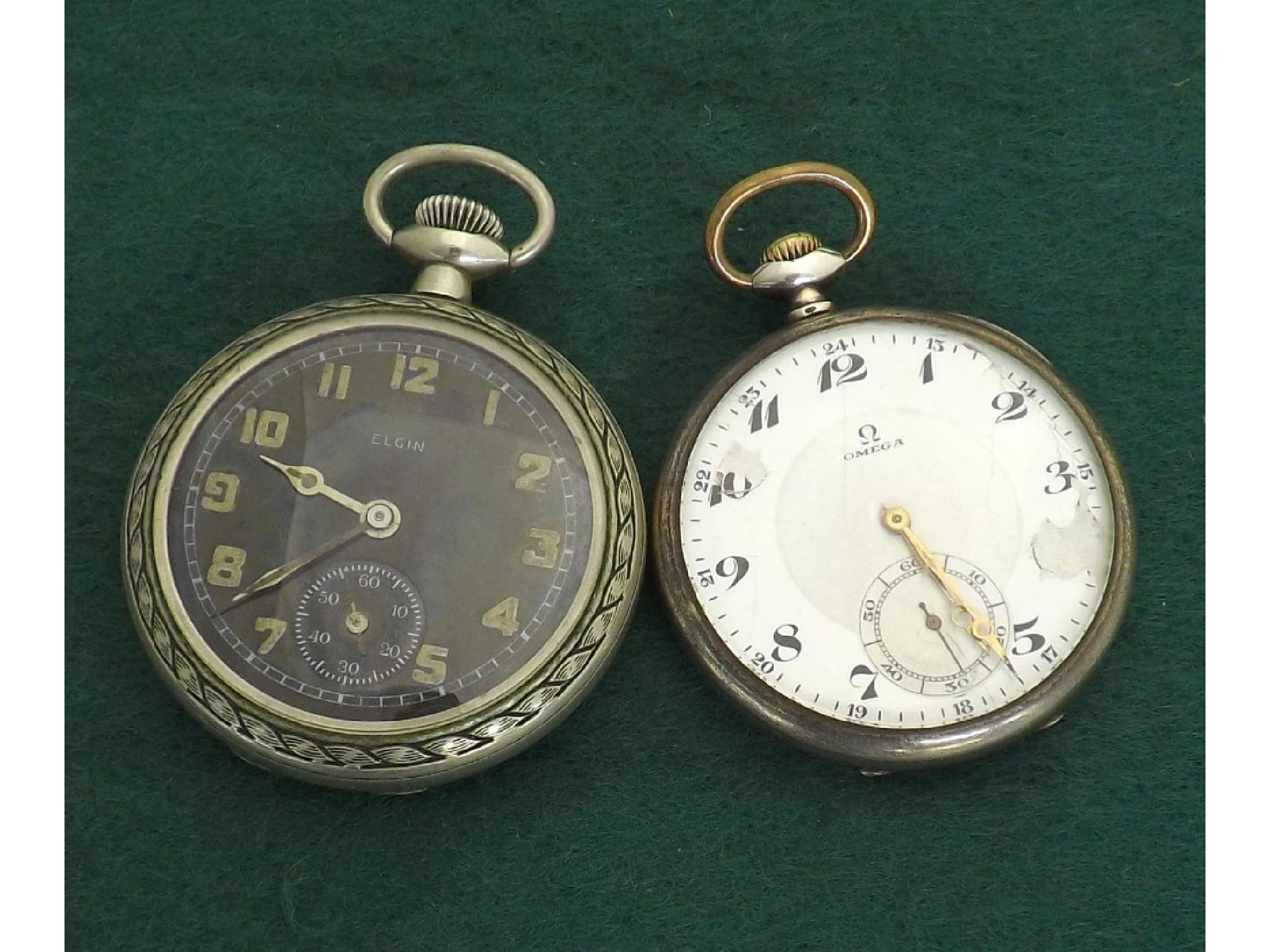 Appraisal: Omega white metal lever pocket watch jewel signed movement no