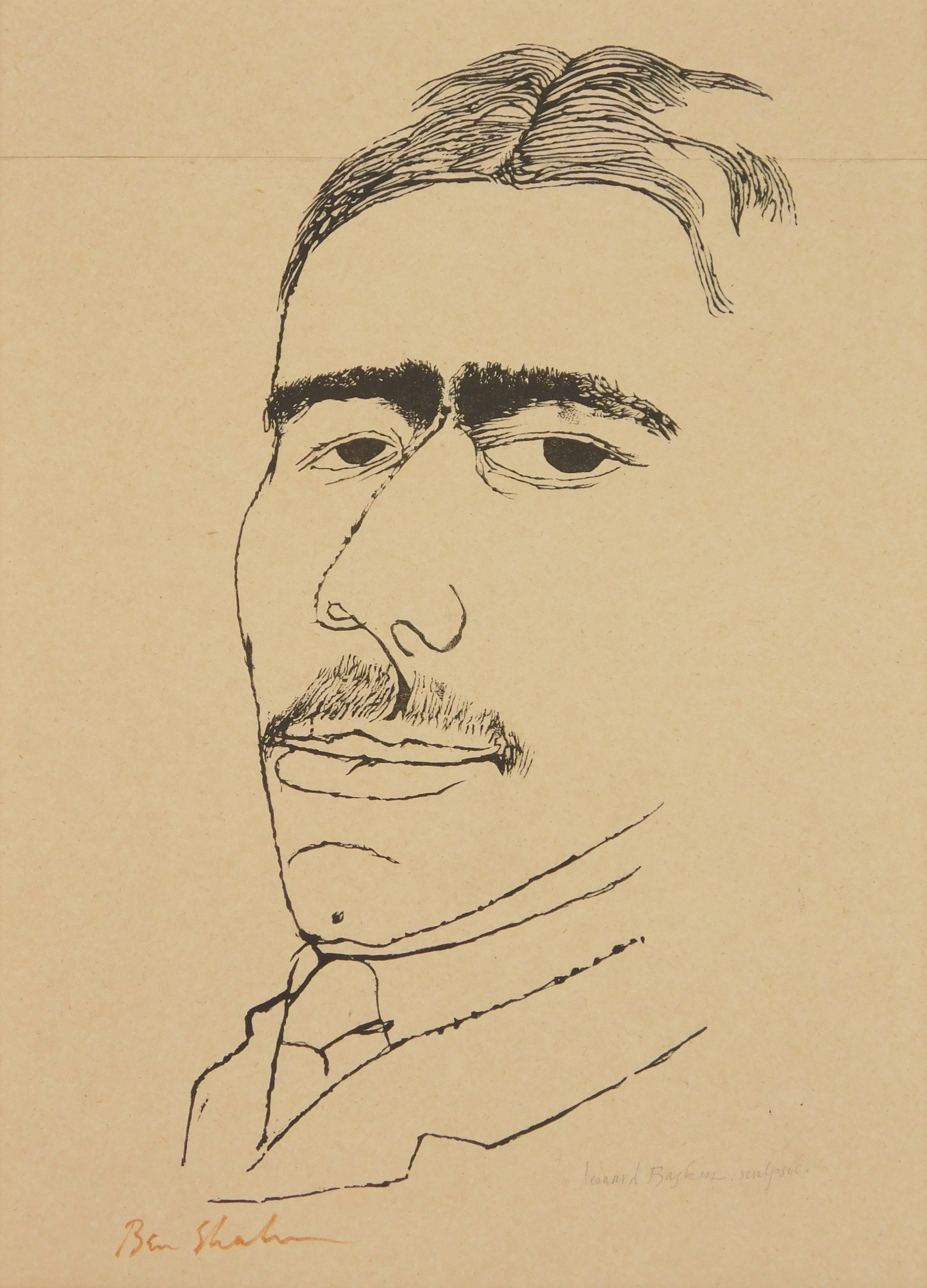 Appraisal: Leonard Baskin - and Ben Shahn - Portrait of Wilfred