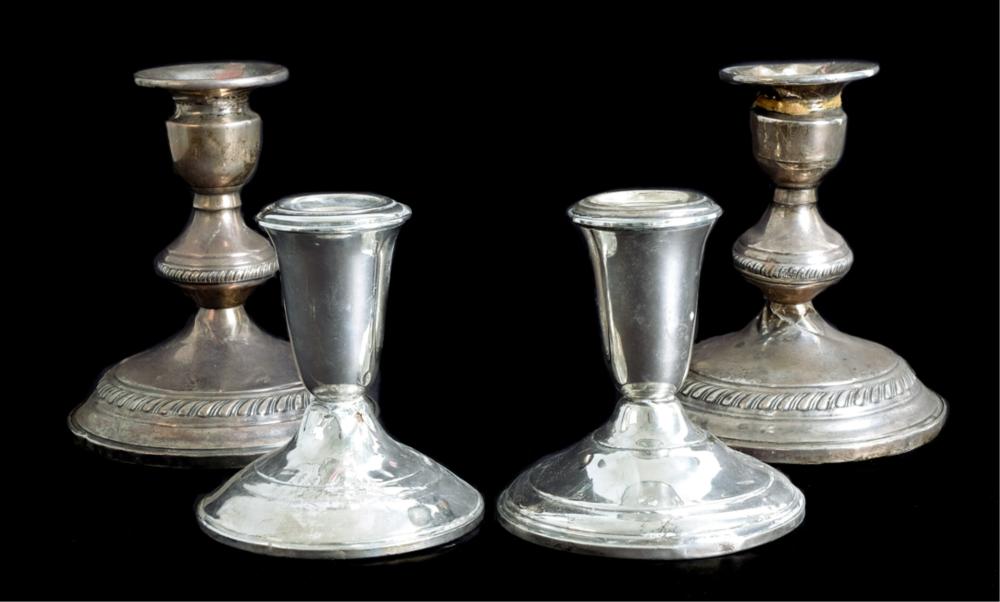 Appraisal: GROUP FOUR STERLING CANDLE HOLDERSGroup of four sterling silver candleholders