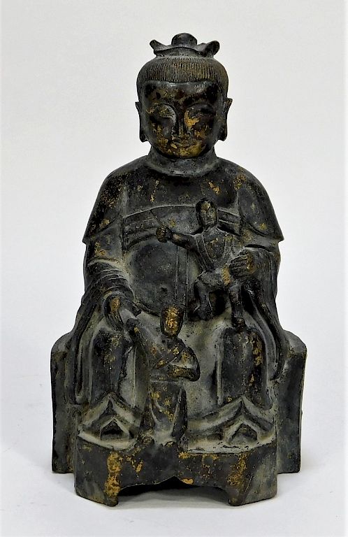 Appraisal: C Chinese Qing Dynasty Bronze Buddha Attendant China th Century