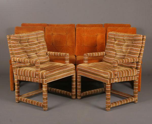 Appraisal: Ten Modern Spanish upholstered dining chairs eight side chairs and