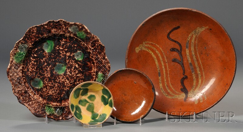 Appraisal: Two Redware Dishes Slip-decorated Pottery Dish and a Whieldon Pottery