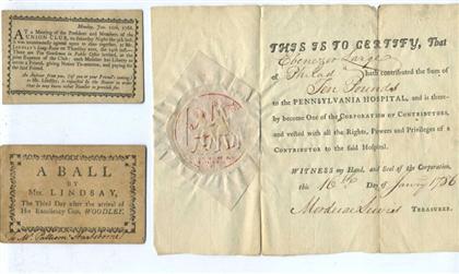 Appraisal: pieces American th-Century Printed Documents Ephemera Union Club dinner invitation