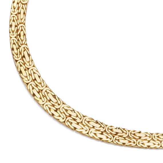 Appraisal: GOLD NECKLACE Yellow gold g Classic solid graduated necklace with