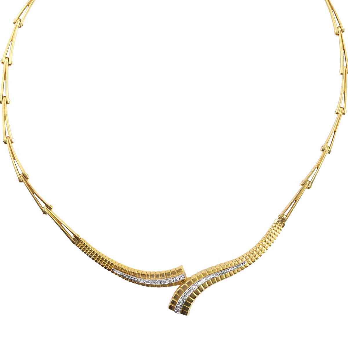 Appraisal: k Yellow Gold Necklace set with small single cut diamonds