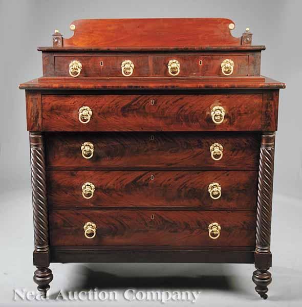 Appraisal: An American Late Classical Mahogany Gentleman's Chest c shaped backsplash