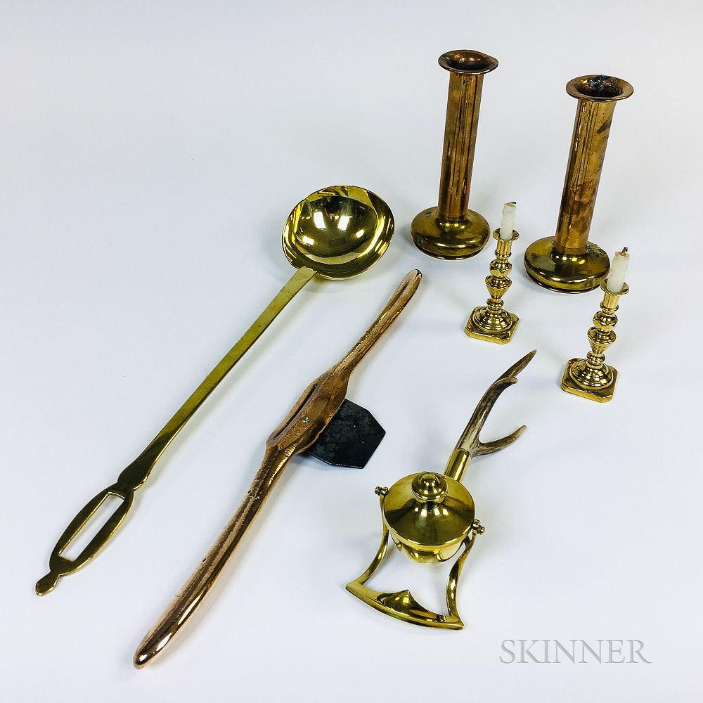 Appraisal: Seven Brass Bell Metal Objects Seven Brass Bell Metal Objects