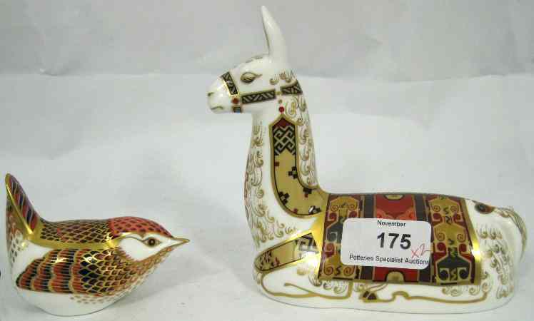 Appraisal: Royal Crown Derby Llama Boxed and Collectors Club Bird