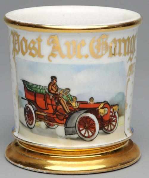 Appraisal: Automobile Shaving Mug Gilt name Post Avenue Garage Medium blue