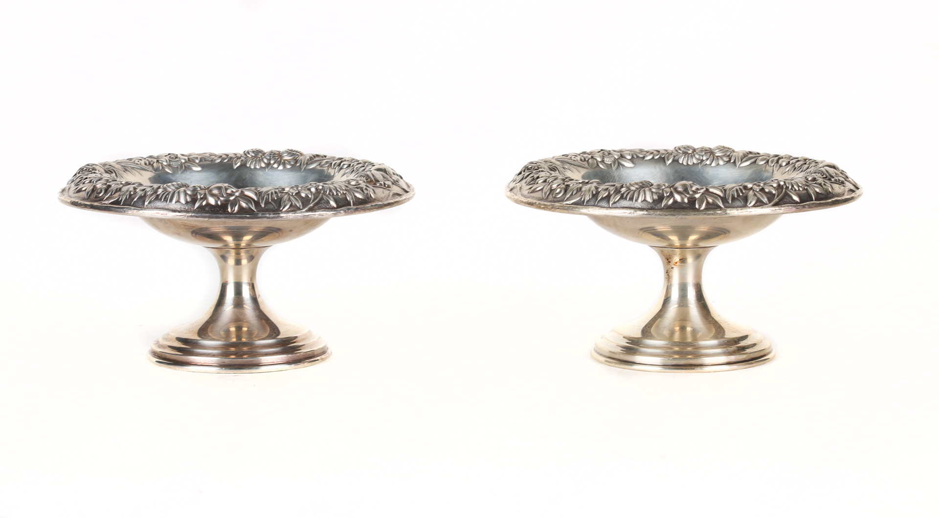 Appraisal: Pair of Kirk repousse sterling silver compotes mid th century