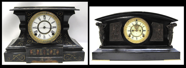 Appraisal: TWO ANSONIA MANTEL CLOCKS American c both with springwound time