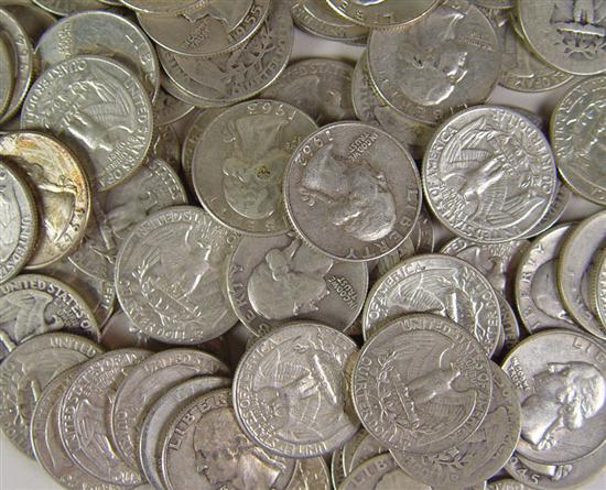 Appraisal: Two Rolls of Silver Washington Quarters Dates mostly - in