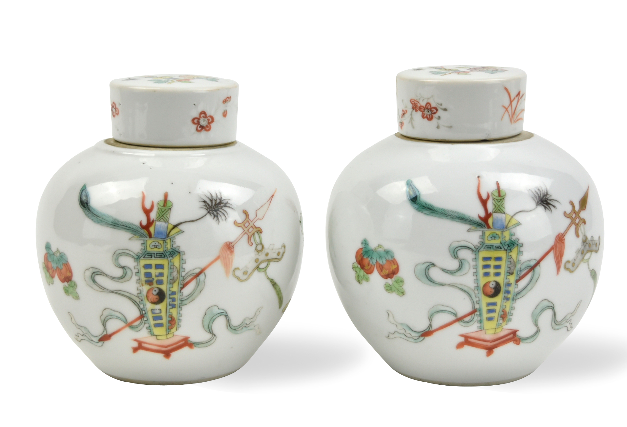 Appraisal: Chinese - th C the jars painted with flowering plants