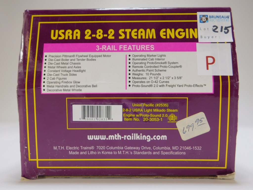 Appraisal: MTH UNION PACIFIC USRA LIGHT MIKADO STEAM TRAIN Item no