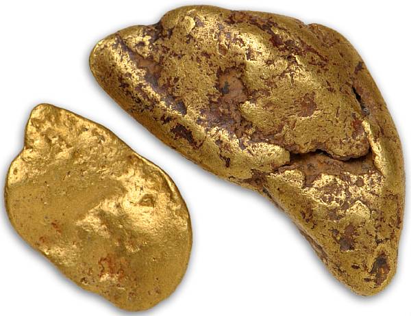 Appraisal: Placer Gold Nuggets Both somewhat oblong and or oval shaped