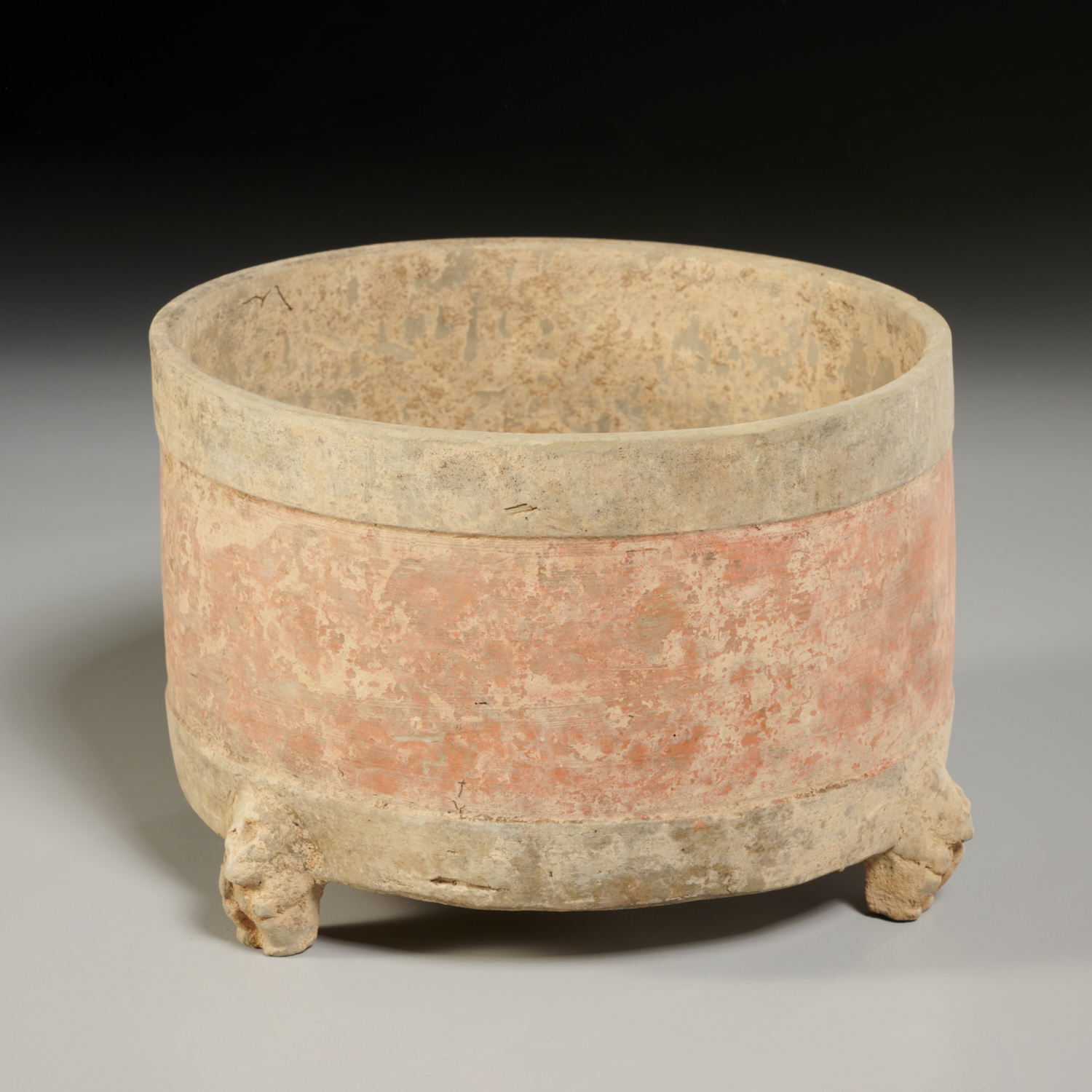 Appraisal: EARLY CHINESE GREY RED POTTERY ZUN VESSEL Likely Warring States