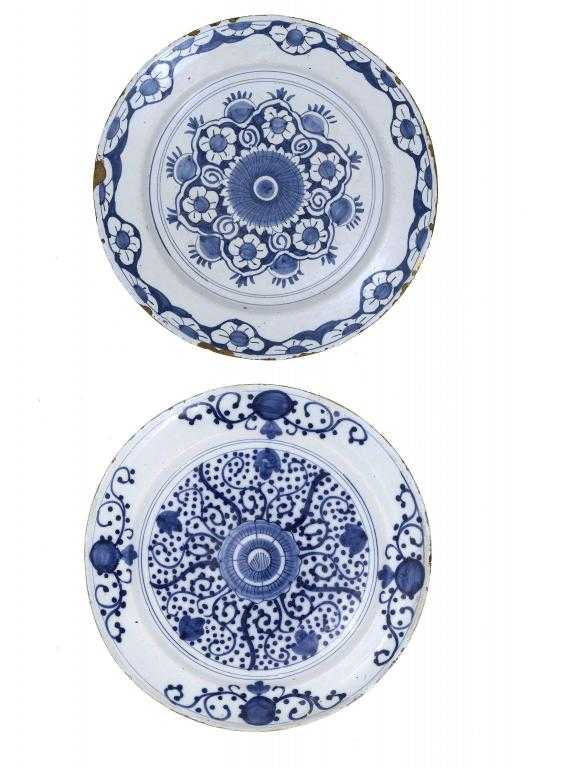 Appraisal: A DUTCH DELFTWARE DISH painted in cobalt with a formal