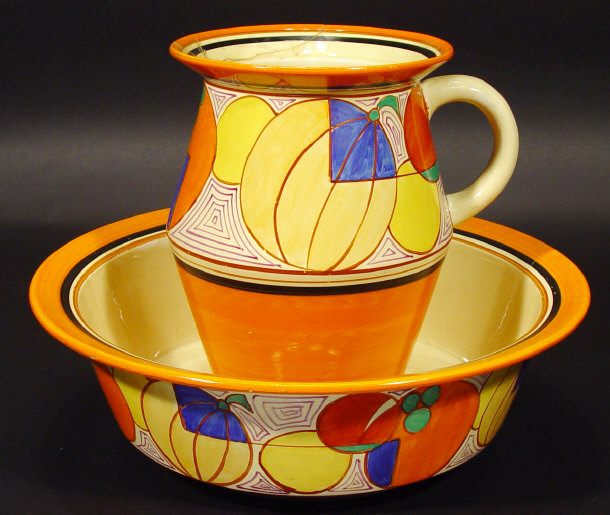 Appraisal: Clarice Cliff Fantasque single handed jug and bowl hand painted