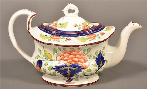 Appraisal: Gaudy Dutch China Grape Pattern Teapot Gaudy Dutch Soft Paste