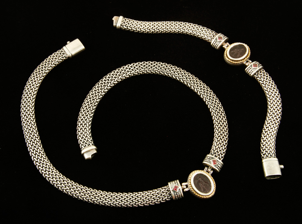 Appraisal: - Necklace and Bracelet Set Necklace and bracelet set with