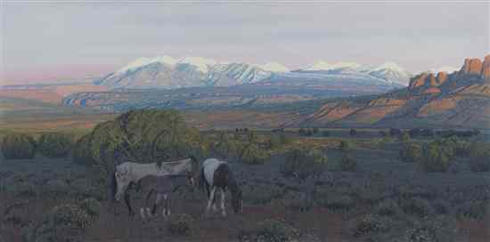 Appraisal: John Brent Jarvis American b Horses on Landscape with Snowy