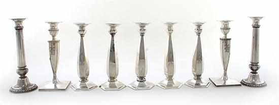 Appraisal: Collection of American sterling candlesticks pair of Gorham Etruscan candlesticks