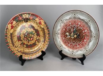 Appraisal: Two holiday display plates depicting holiday wreathes and a horse