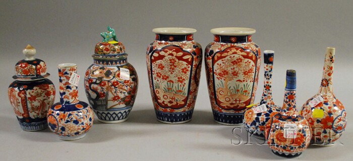 Appraisal: Six Imari Porcelain Vases and Two Imari Covered Vases including