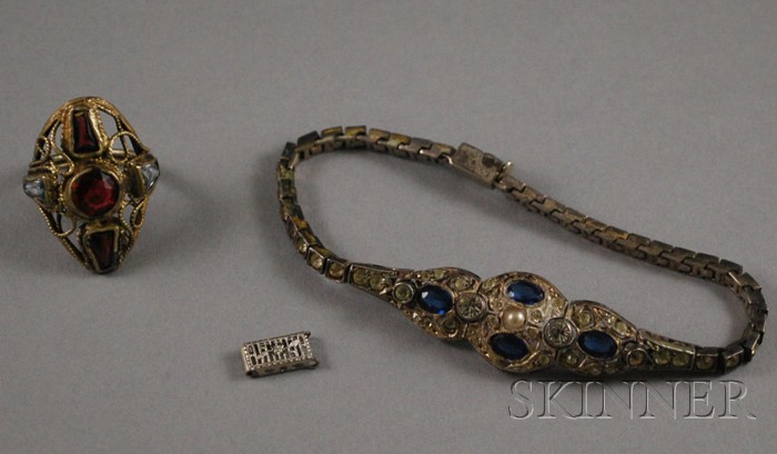 Appraisal: Two Antique Paste Jewelry Items a low-karat gold and paste