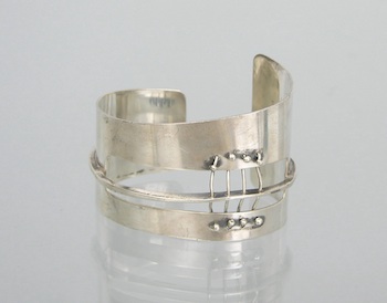 Appraisal: A Sterling Silver Modernist Bracelet by Ed Wiener Sterling silver