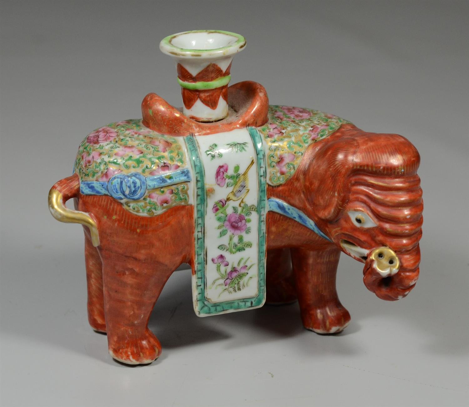 Appraisal: Chinese export Famille Rose elephant form Joss Stick holder h